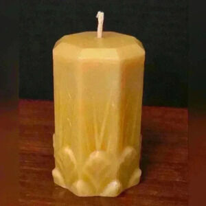 Handmade Beeswax Pillar Candle  - Cattails /Garden
